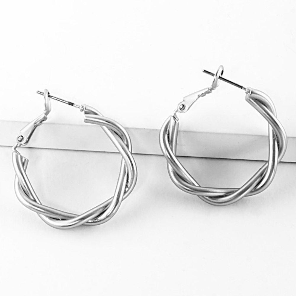 BOGO! The Franni Rae Twisted Hoop Earrings in Silver color - New Boutique